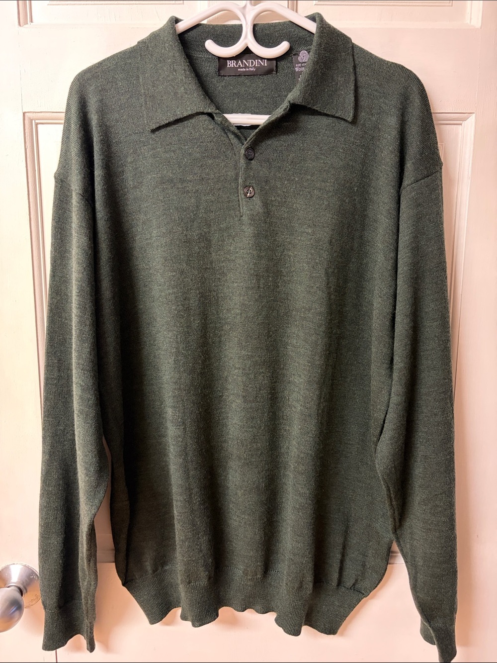 Brandini made in Italy 100% wool light sweater with collar men’s size XXL